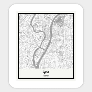 Map of Lyon - France Sticker